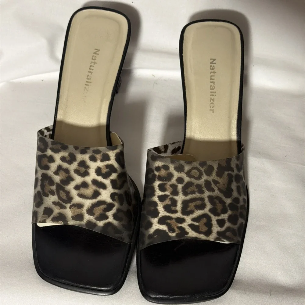 Naturalizer‎ Women's Open Toe Sandle Slip On Mule Cheetah Print Size 8